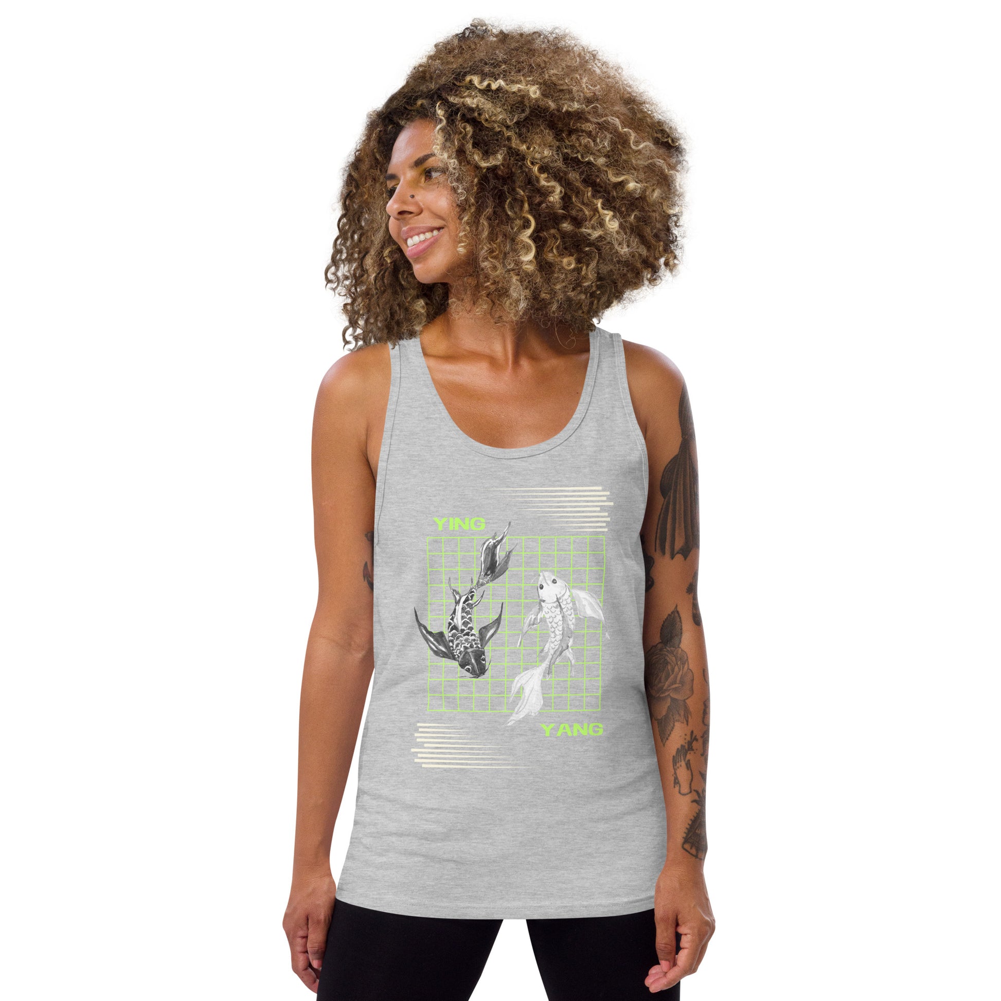 Image 13 of Red Equinoxe Tank Top, size L, with Ying and Yang artwork visible in front view.