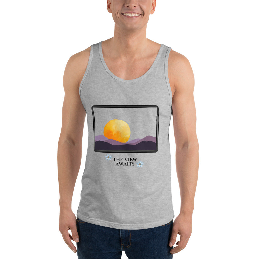 Avenor Tank Top image 9 in Navy, size XL, showing front view for the The View Awaits design.