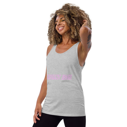 Image 5 of Black Noir Edge Men's Tank Top - Left Placement, size XL, with Elegant Edge artwork visible in front view, left-side angle.