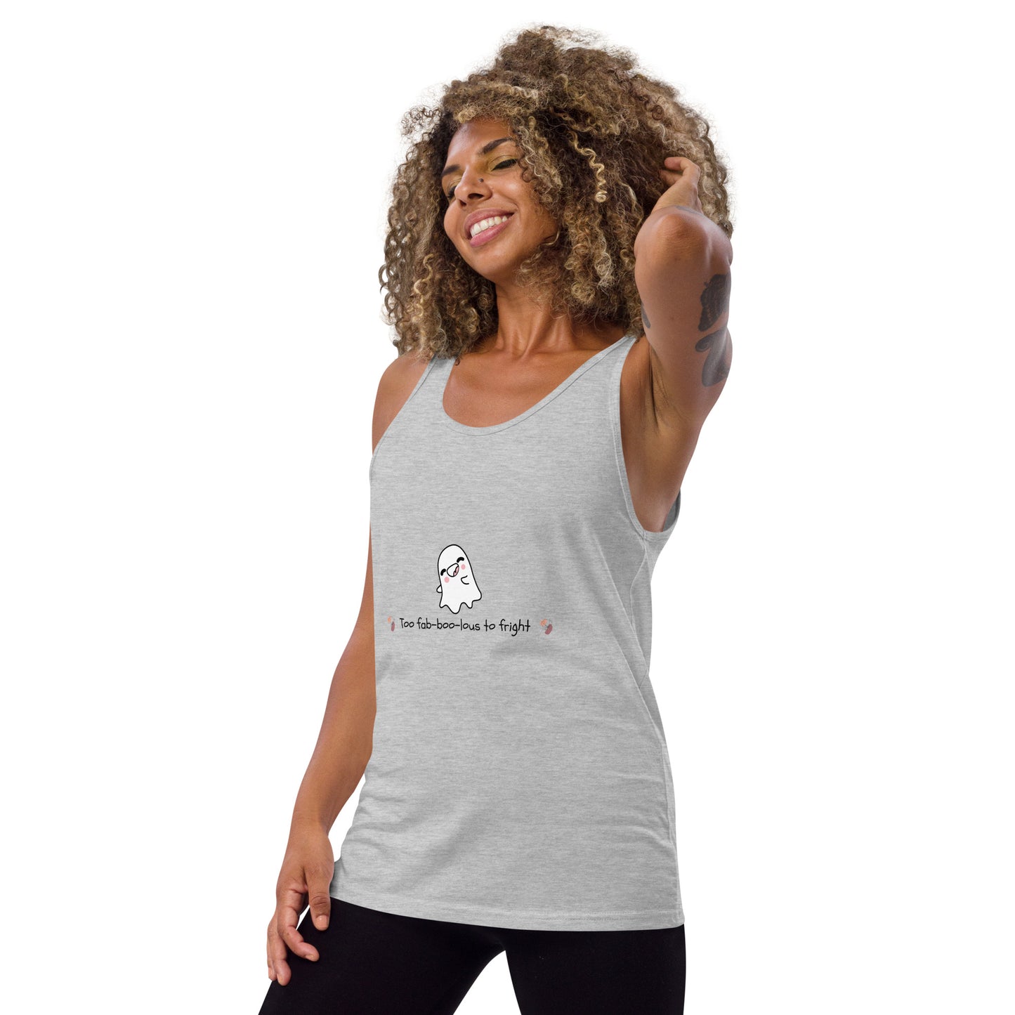 Boo Luxe Men's Tank Top - Left Placement image 2 in Navy, size S, showing front view, left-side angle for the Fa Boo Lous design.