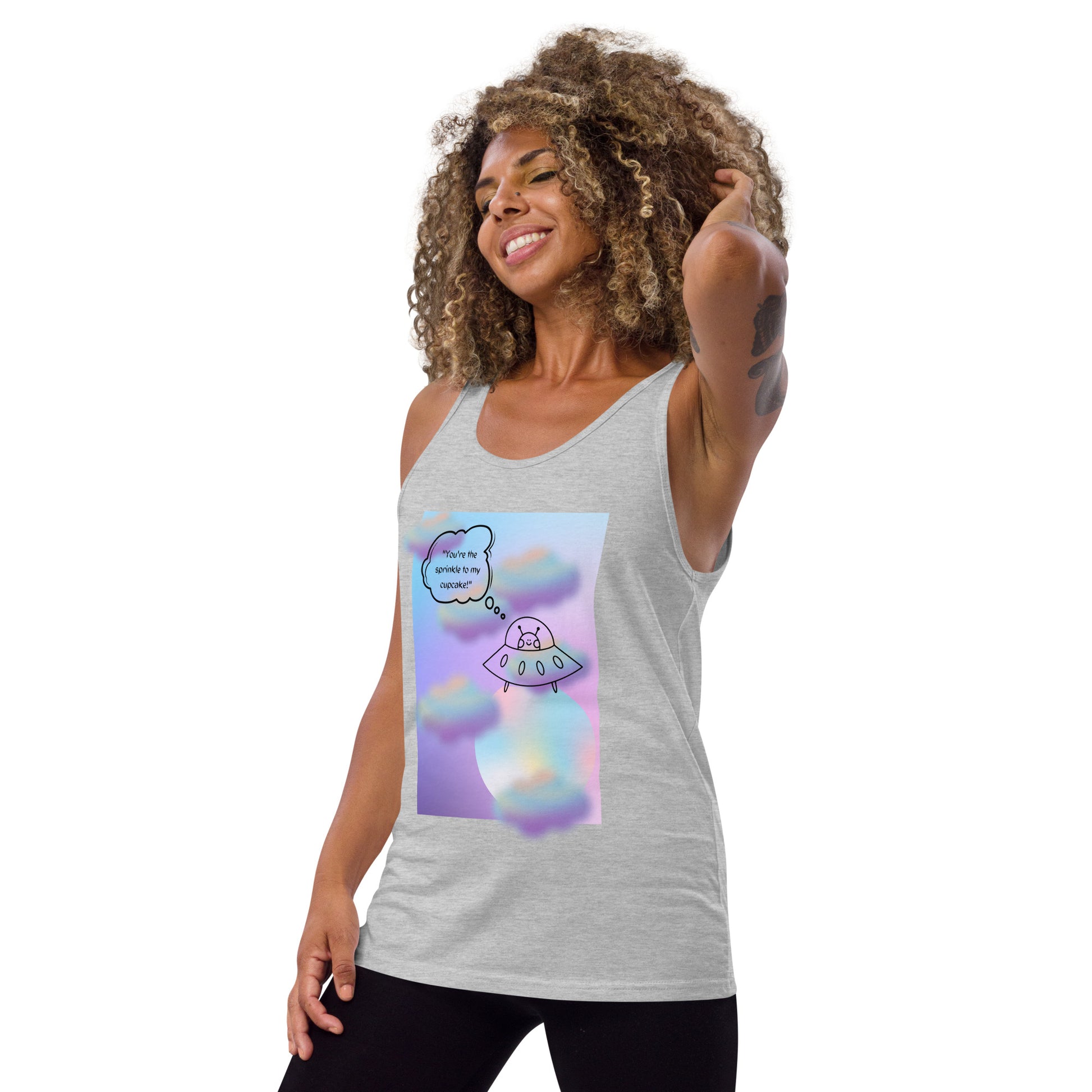 Sprinkle Theory Men's Tank Top - Left Placement product image 5 in Black, size XL, with front view, left-side angle and left placement.