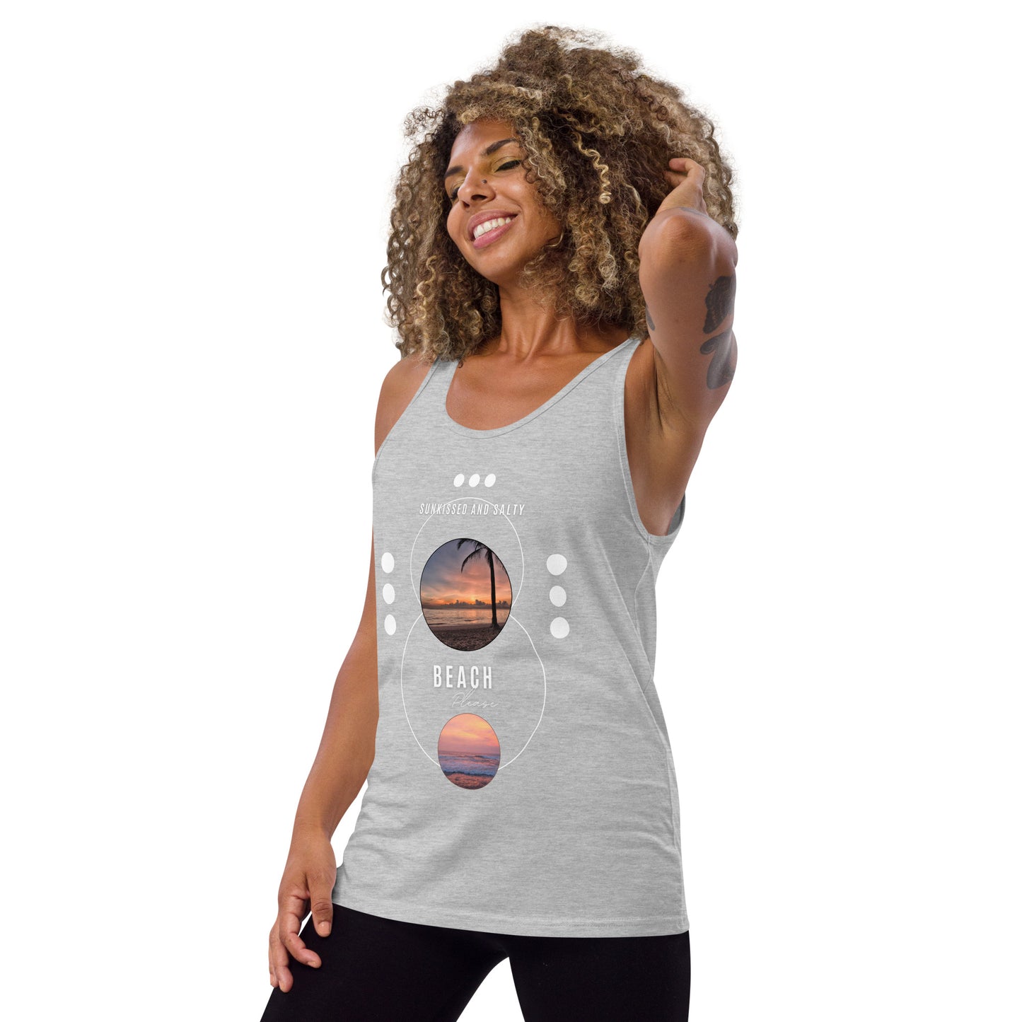 Coastline Attitude Men's Tank Top - Left Placement product image 5 in Black, size XL, with front view, left-side angle and left placement.