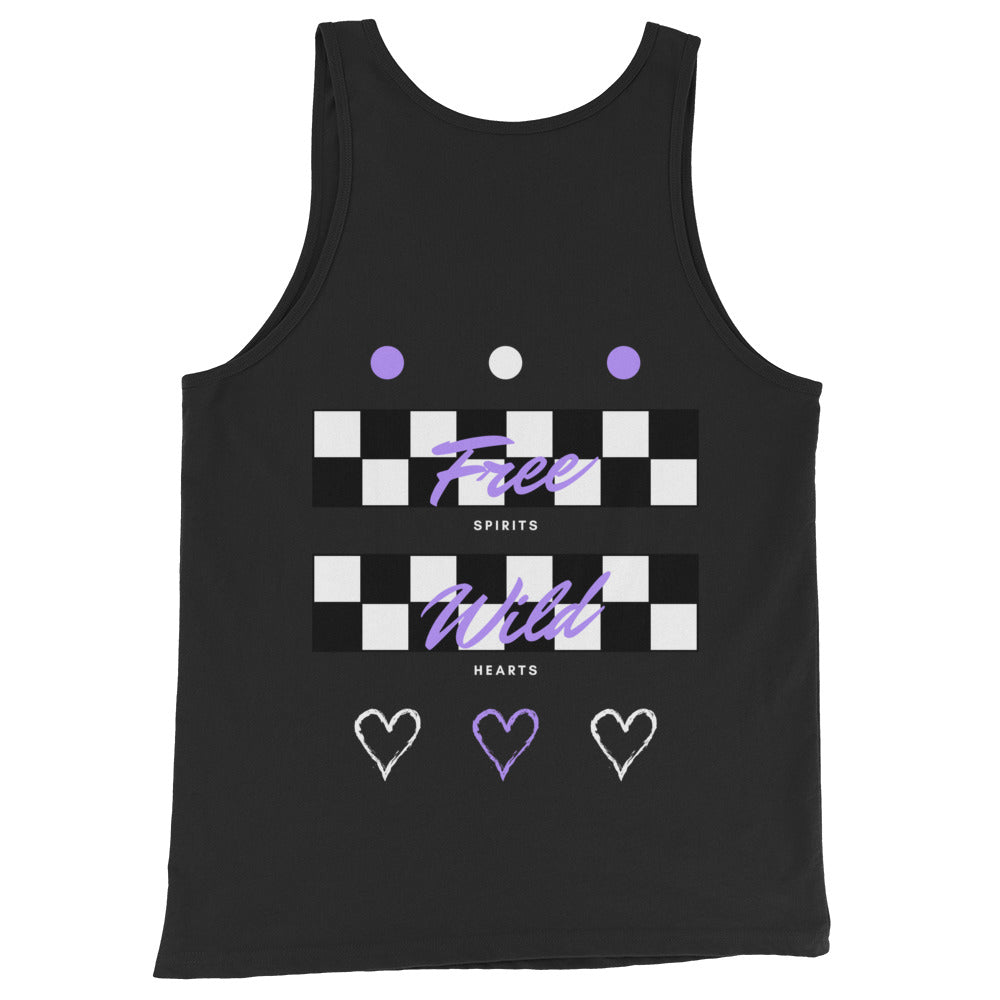 Freeborne Men's Tank Top - Left Placement image 1 in Black, size XS, showing back view for the Free Spirits design.