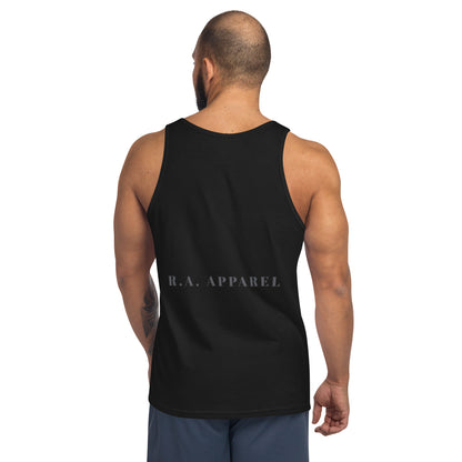 Quacksy Tank Top product image 2 in Black, size M, with back view and design placement.