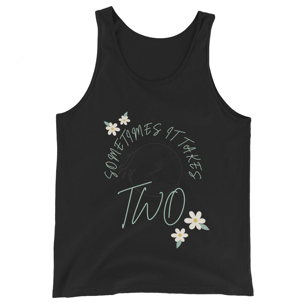 Duet Men's Tank Top - Left Placement product image 1 in Black, size XS, with front view and left placement.
