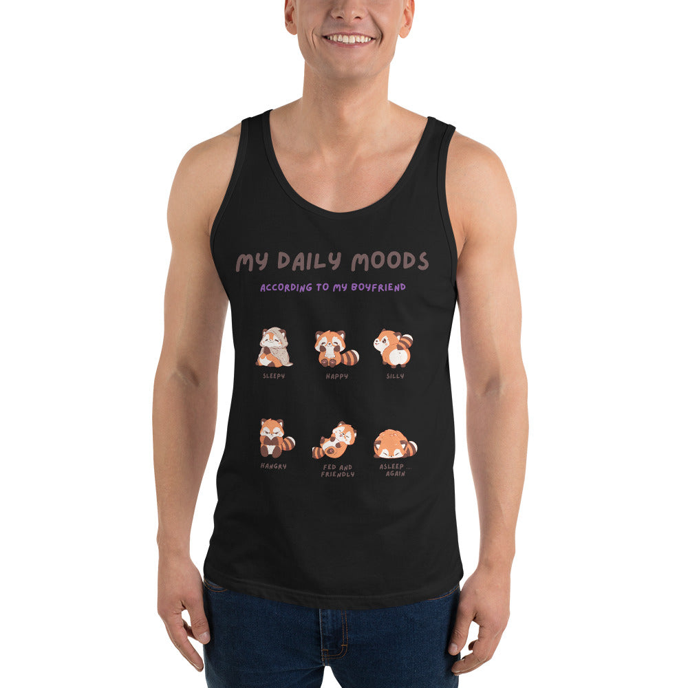 Mood Diary Men's Tank Top - Left Placement image 1: Black version, size XS with front view of the My Daily Moods range.