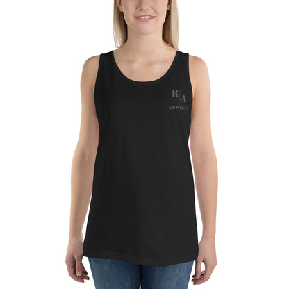 Saiko Men's Tank Top - Left Placement 31 by R.A. Apparel, image 1, front view, Black, size XS, left placement.
