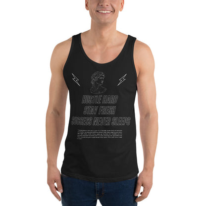 Workrate Men's Tank Top - Left Placement product image 1 in Black, size XS, with front view and left placement.