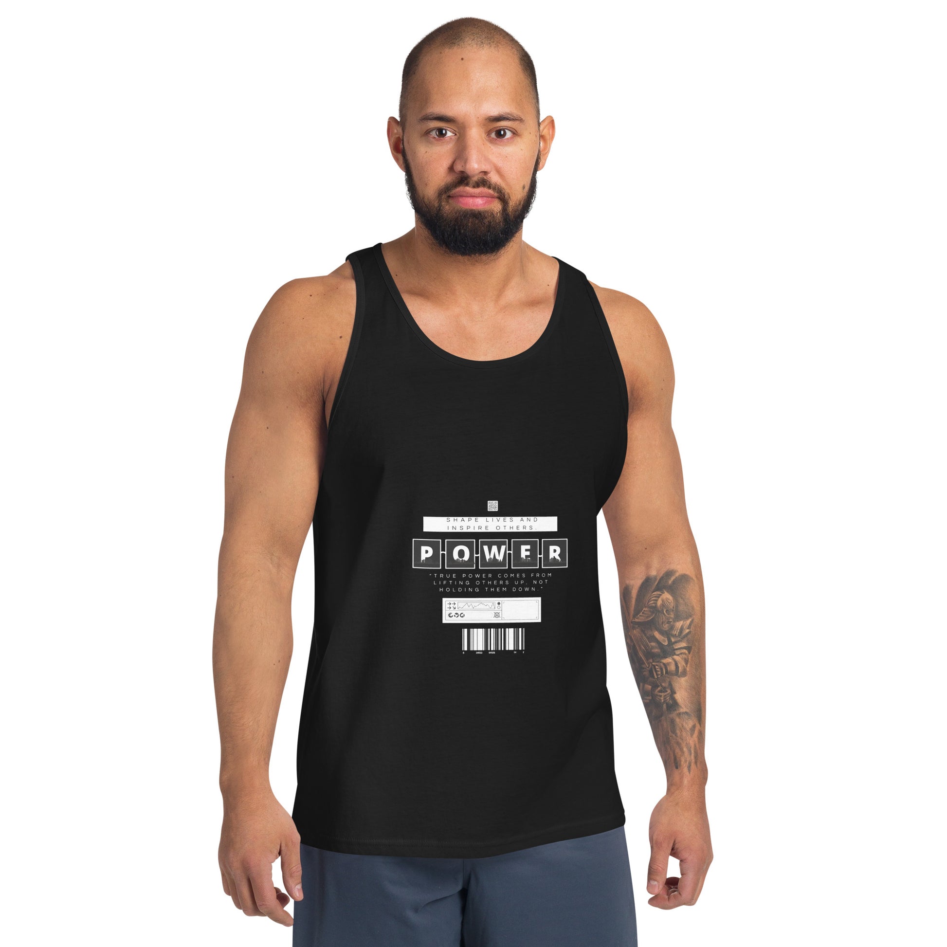 Impact Form Men's Tank Top - Left Placement image 1: Black version, size XS with front view of the Shape Lives range.