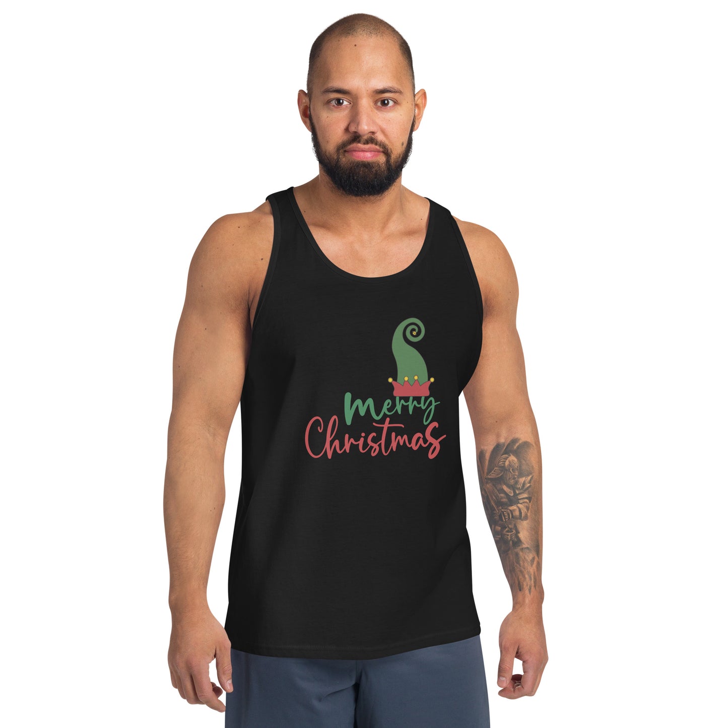 Noelle Men's Tank Top - Left Placement by R.A. Apparel, image 1, front view, Black, size XS, left placement.
