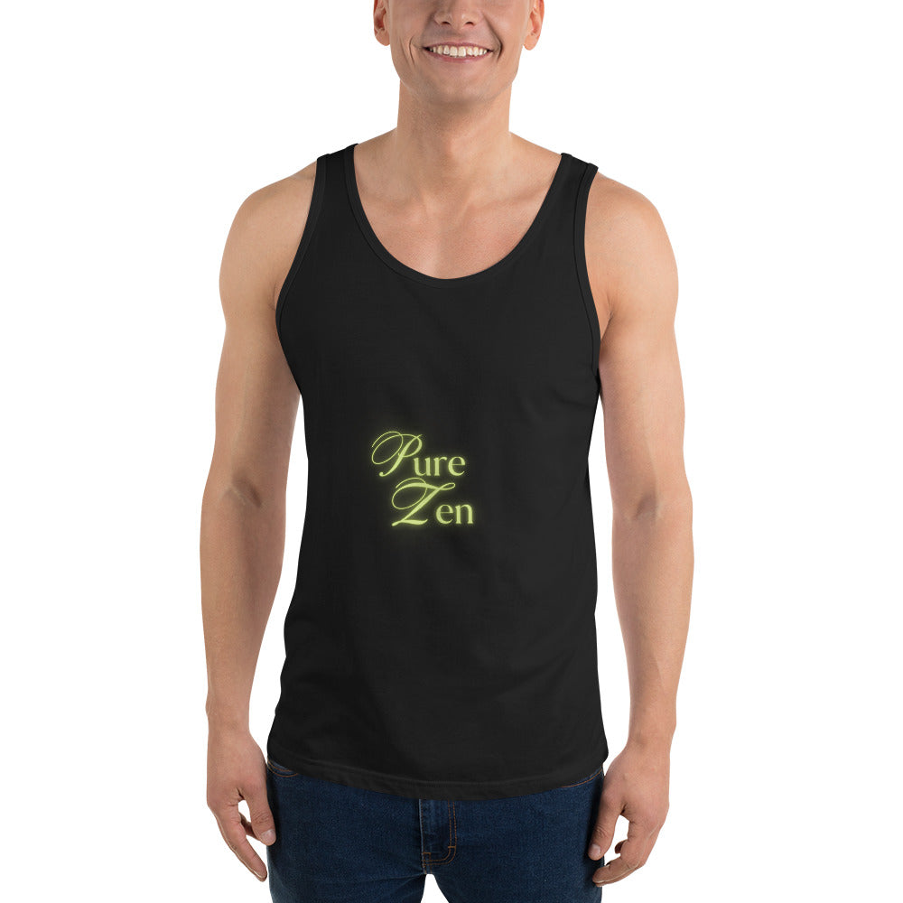 Zenline Men's Tank Top - Left Placement image 1: Black version, size XS with front view of the Pure Zen range.