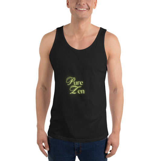 Zenline Men's Tank Top - Left Placement image 1: Black version, size XS with front view of the Pure Zen range.