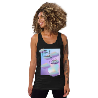 Sprinkle Theory Men's Tank Top - Left Placement image 1 in Black, size XS, showing front view for the You're the Sprinkle to My Cupcake design.