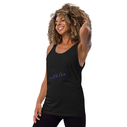 Forward Kind Men's Tank Top - Left Placement image 2: Black version, size S with front view, left-side angle of the Pay It Forward range.