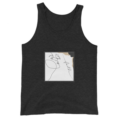 Image 4 of Black Faithline Men's Tank Top - Left Placement, size L, with Faith artwork visible in front view.