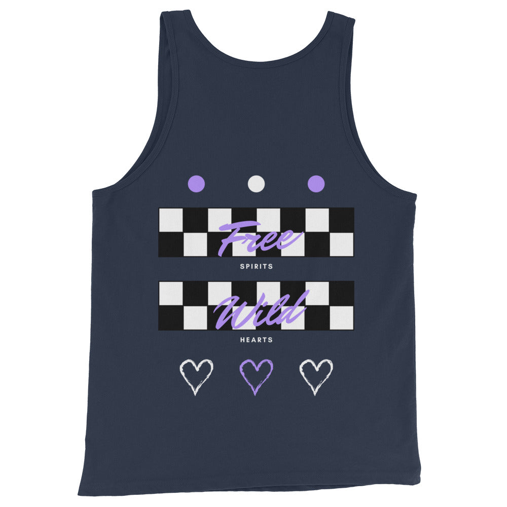 Freeborne Men's Tank Top - Left Placement image 2 in Black, size S, showing back view for the Free Spirits design.