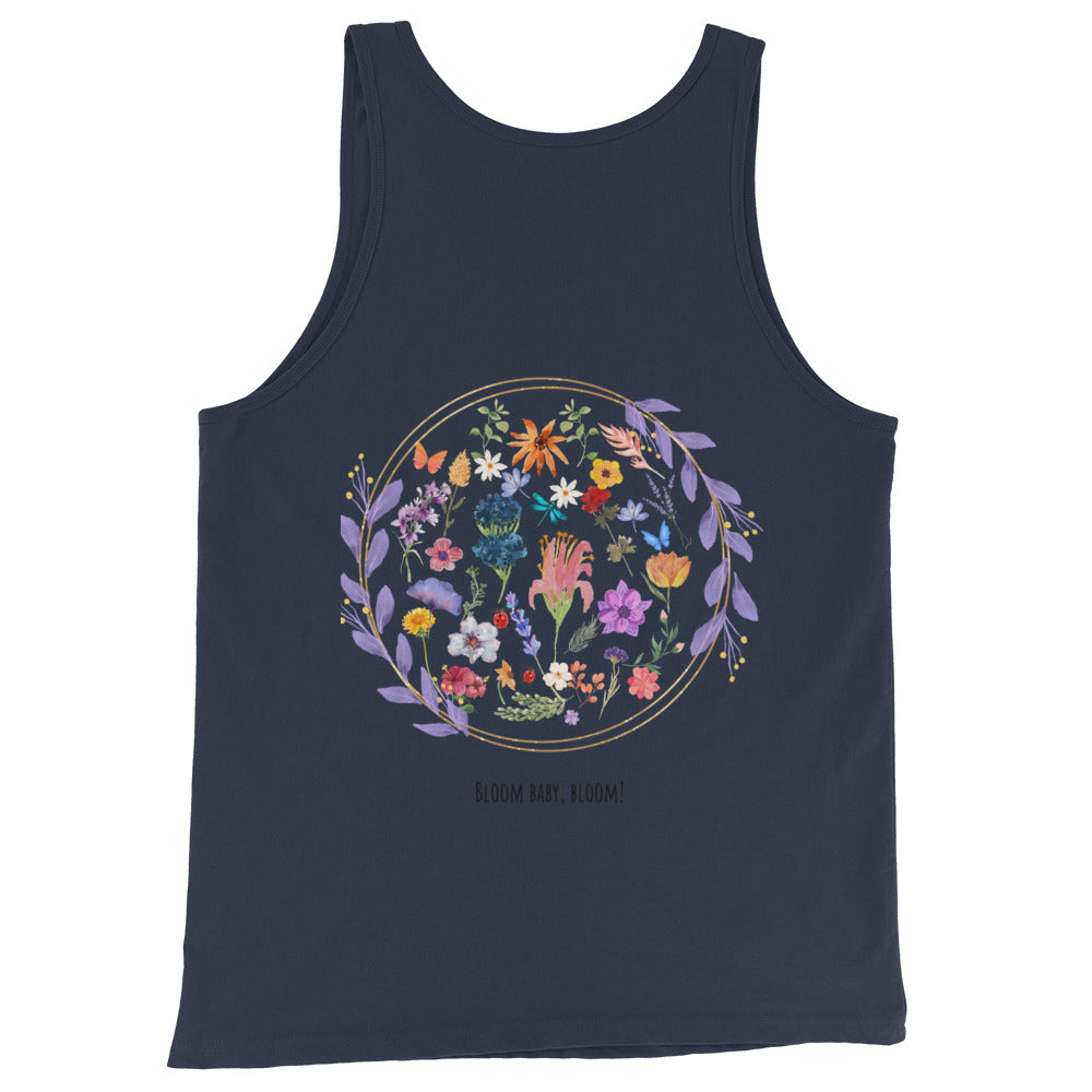 Bloomrise Men's Tank Top - Left Placement product image 2 in Black, size S, with back view and left placement.
