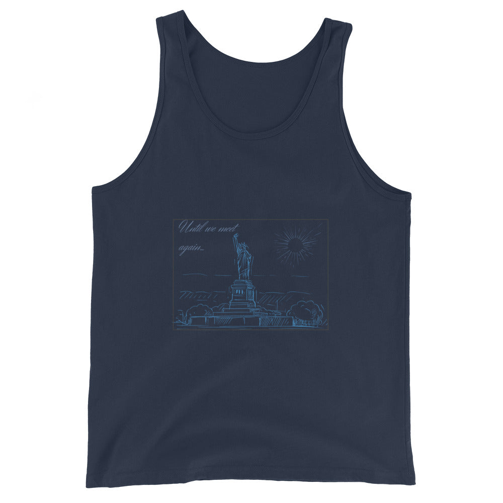 Farewell Bloom Men's Tank Top - Left Placement by R.A. Apparel, image 2, front view, Black, size S, left placement.