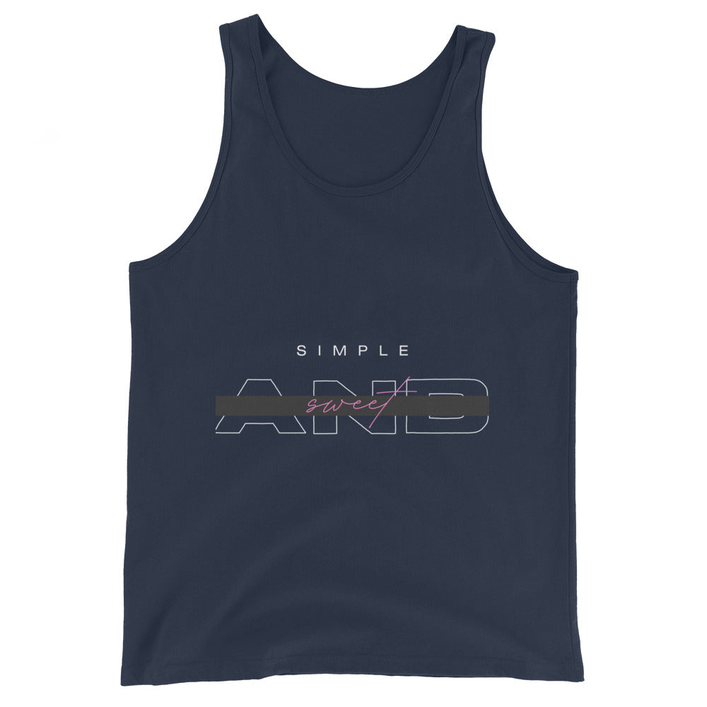 Sweet Minimal Men's Tank Top - Left Placement image 2 in Black, size S, showing front view for the Simple and Sweet design.