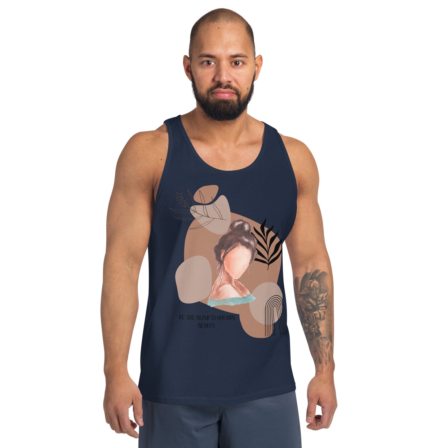 Blind Signal Men's Tank Top - Left Placement product image 1 in Navy, size XS, with front view and left placement.