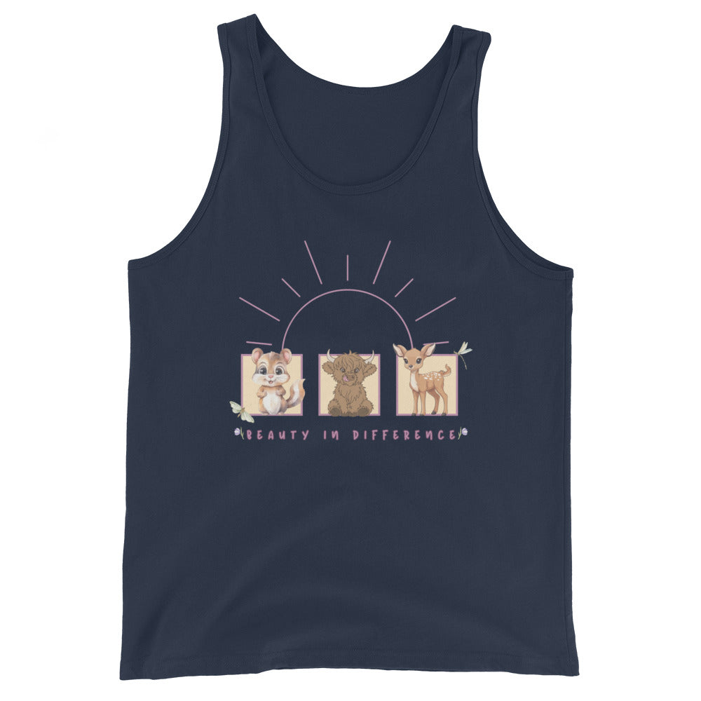 Different Grace Men's Tank Top - Left Placement image 2 in Black, size S, showing front view for the Beauty in Difference design.