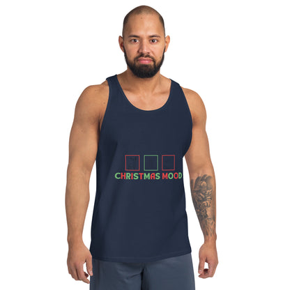 Festive Mood Men's Tank Top - Left Placement image 5 in Navy, size XL, showing front view for the Xmas Mood design.