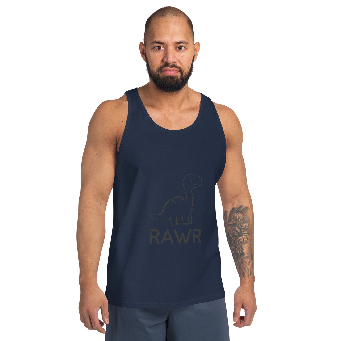 Wild Call Men's Tank Top - Left Placement 38 image 5 in Navy, size XL, showing front view for the Rawr design.