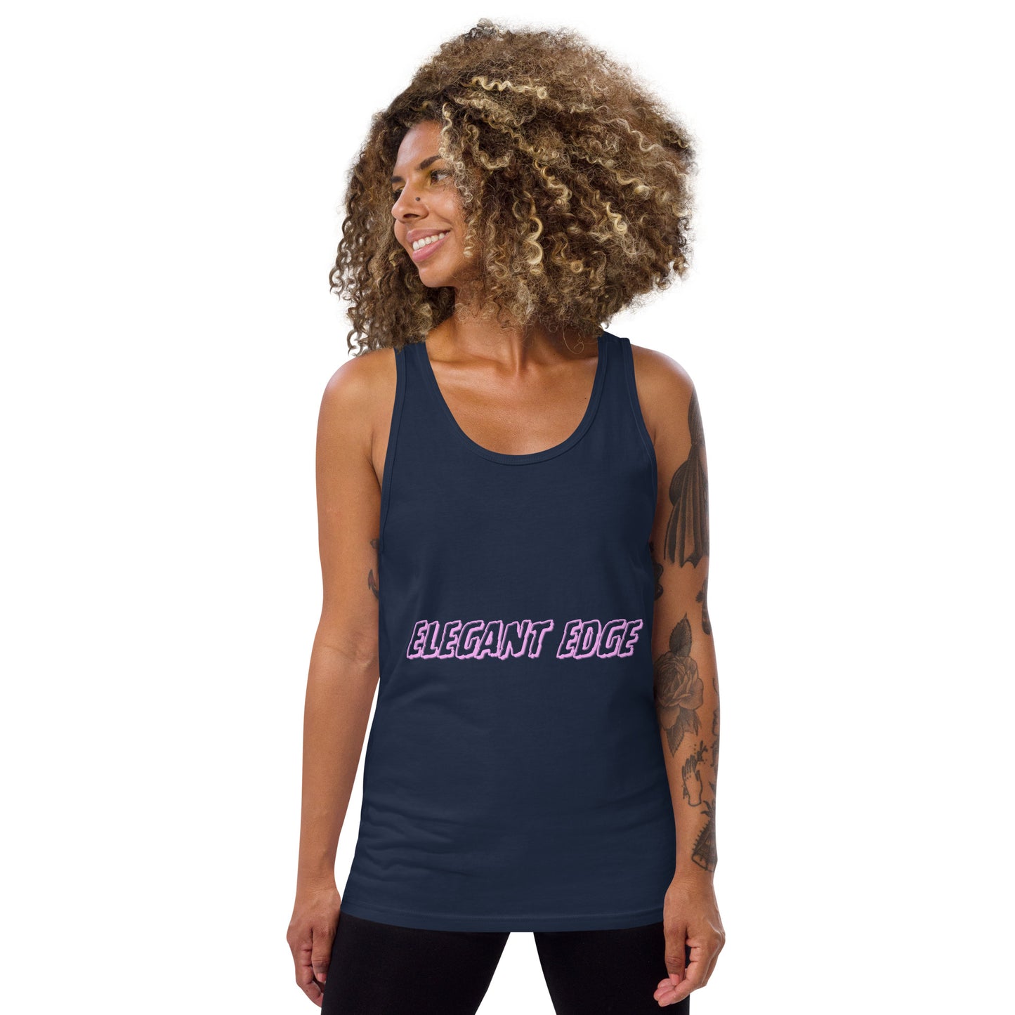 Noir Edge Men's Tank Top - Left Placement image 10: Navy version, size L with front view of the Elegant Edge range.