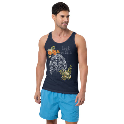 Innerline Men's Tank Top - Left Placement image 7 in Navy, size XS, showing front view for the Look Within design.