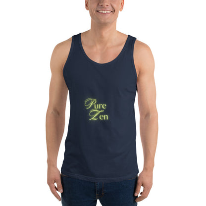 Zenline Men's Tank Top - Left Placement by R.A. Apparel, image 7, front view, Navy, size XS, left placement.