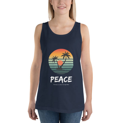 Quiet Peace Men's Tank Top - Left Placement image 7: Navy version, size XS with front view of the Peace range.