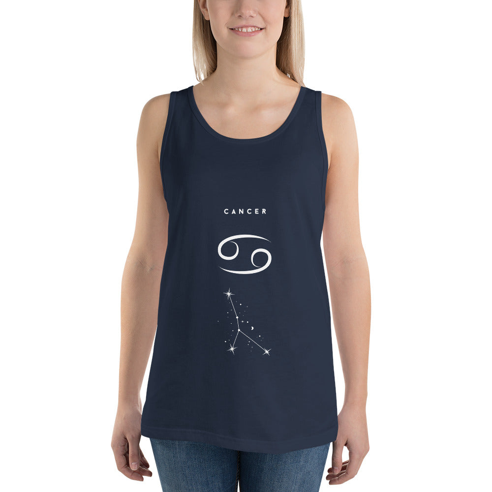 Moonhaven Tank Top image 3 in Black, size M, showing front view for the Cancer design.