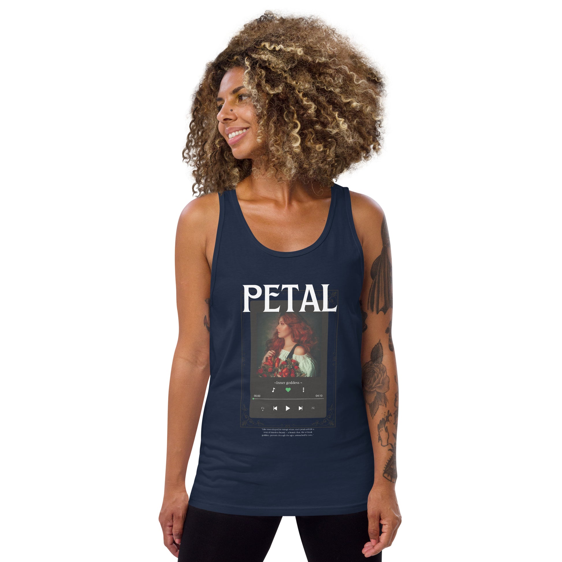 Petaline Tank Top product image 4 in Black, size XL, with front view and design placement.