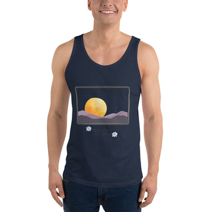 Avenor Tank Top image 3 in Black, size L, showing front view for the The View Awaits design.