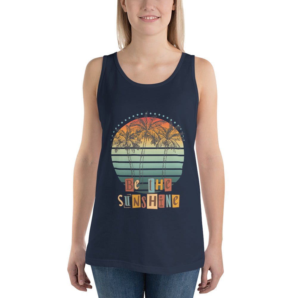 Solara Tank Top image 3: Black version, size L with front view of the Be the Sunshine range.