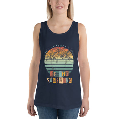 Solara Tank Top image 3: Black version, size L with front view of the Be the Sunshine range.