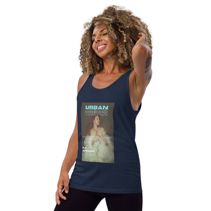 Urban Men's Tank Top - Left Placement 26 image 11 in Navy, size XL, showing front view, left-side angle for the Urban design.