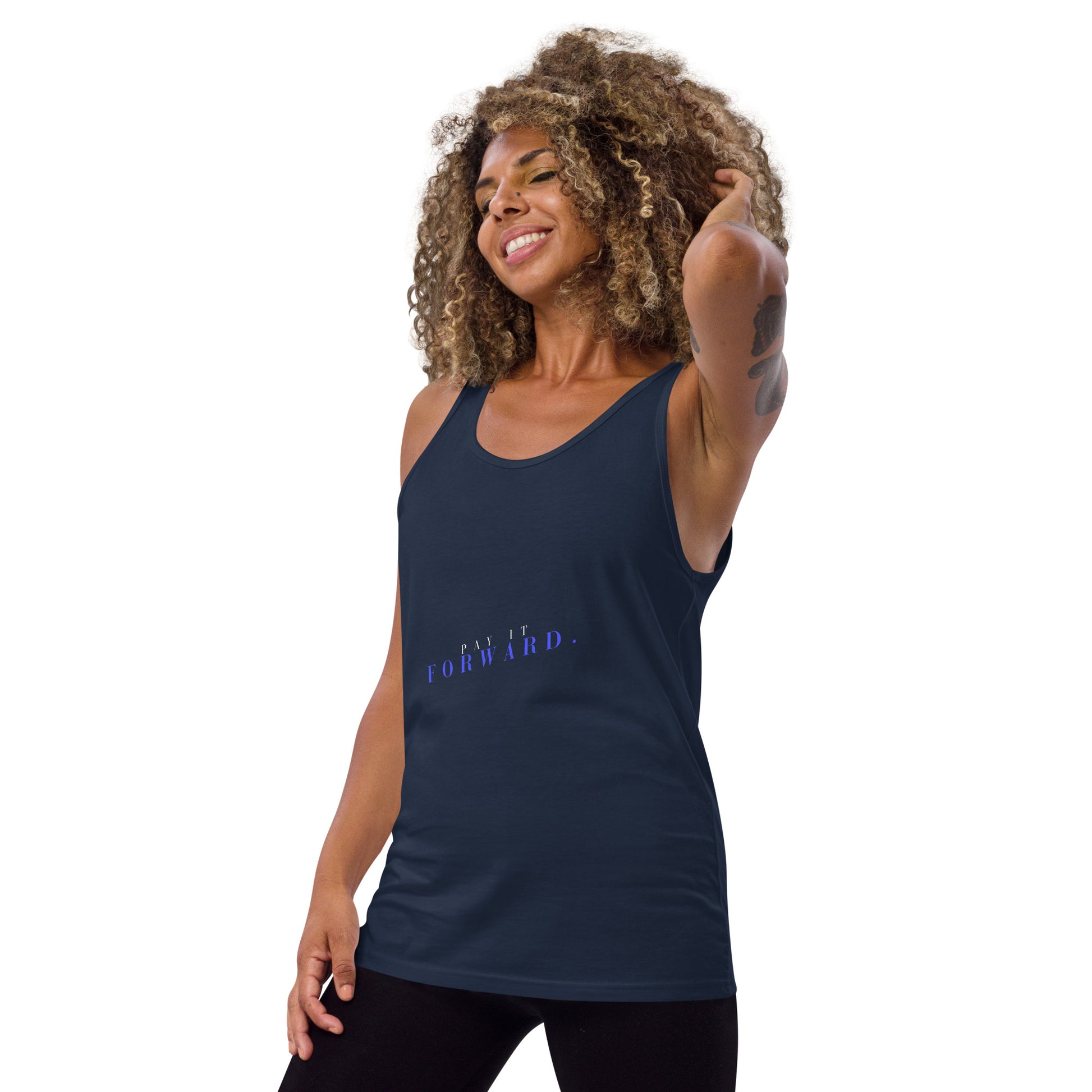 Forward Kind Men's Tank Top - Left Placement product image 11 in Navy, size XL, with front view, left-side angle and left placement.