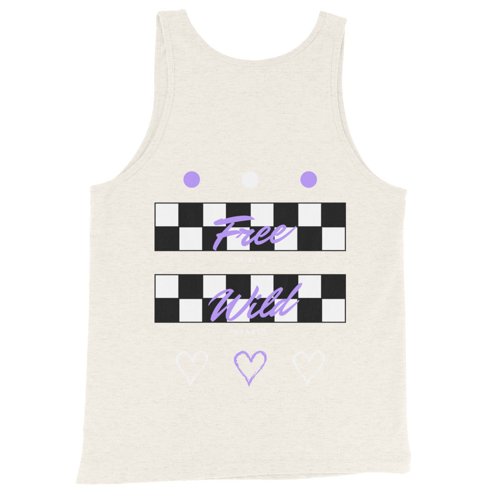 Freeborne Men's Tank Top - Left Placement image 7: Navy version, size S with back view of the Free Spirits range.