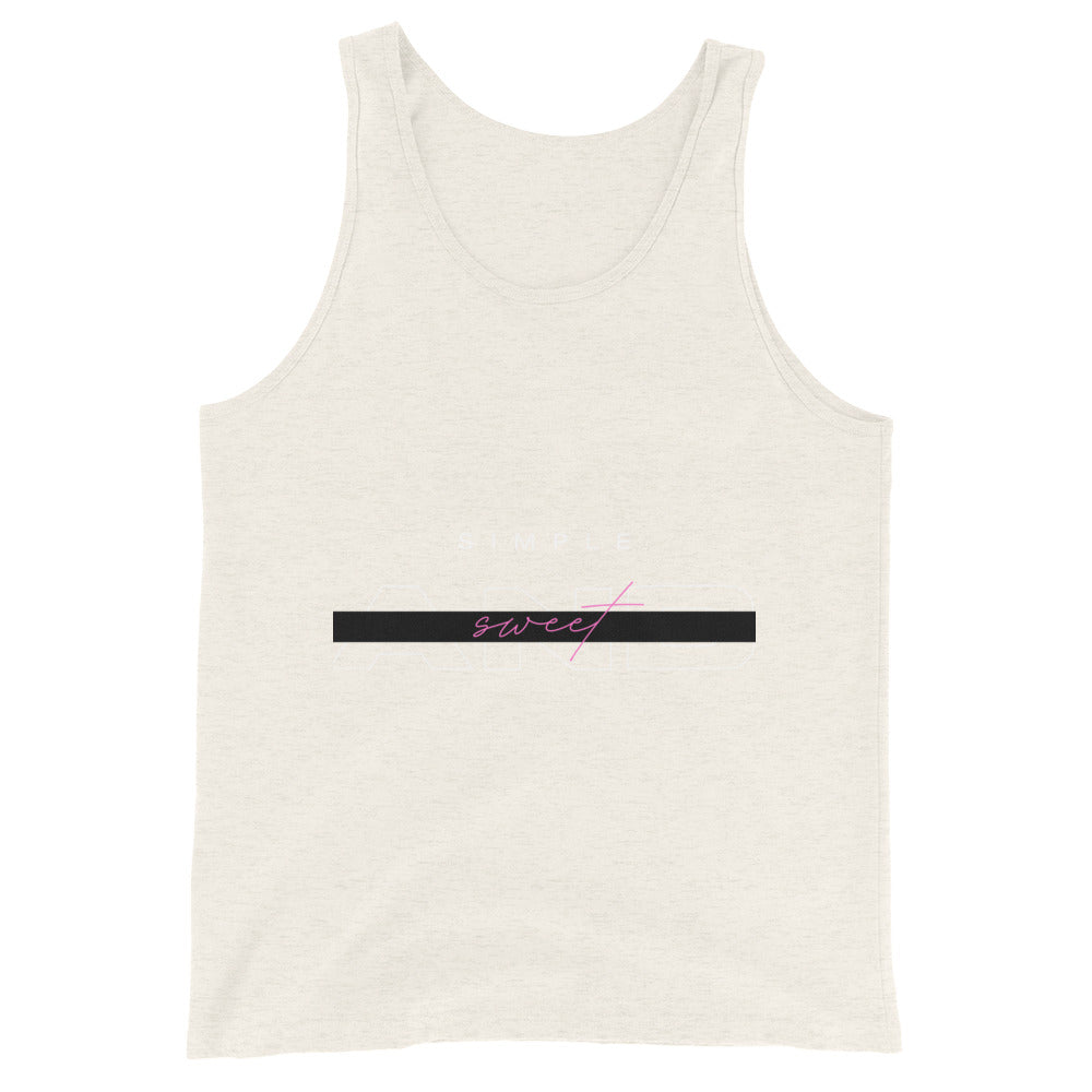 Sweet Minimal Men's Tank Top - Left Placement image 7 in Navy, size XS, showing front view for the Simple and Sweet design.