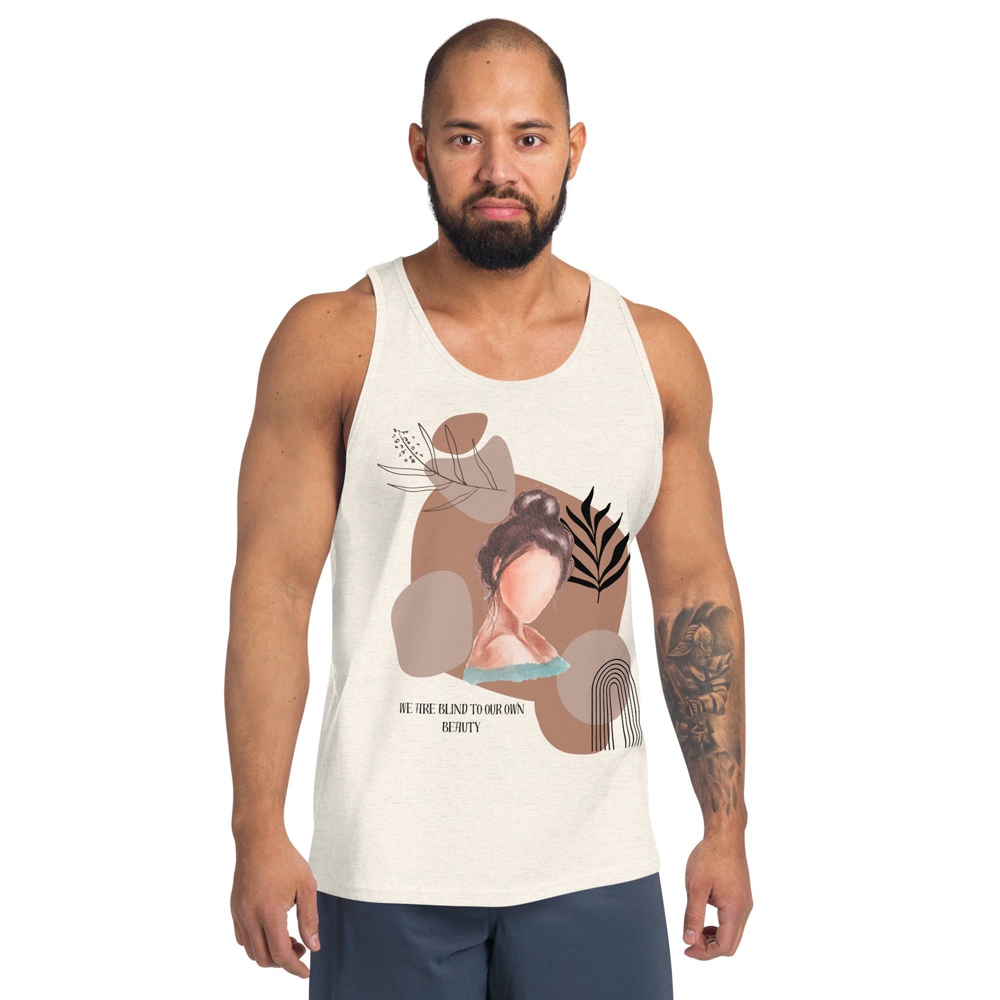 Blind Signal Men's Tank Top - Left Placement by R.A. Apparel, image 5, front view, Navy, size XL, left placement.