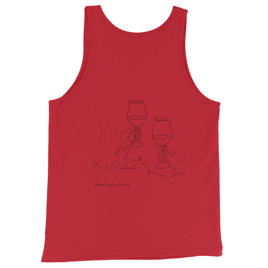 After Five Men's Tank Top - Left Placement 72 image 1: Red version, size XS with back view of the 5 O'Clock range.