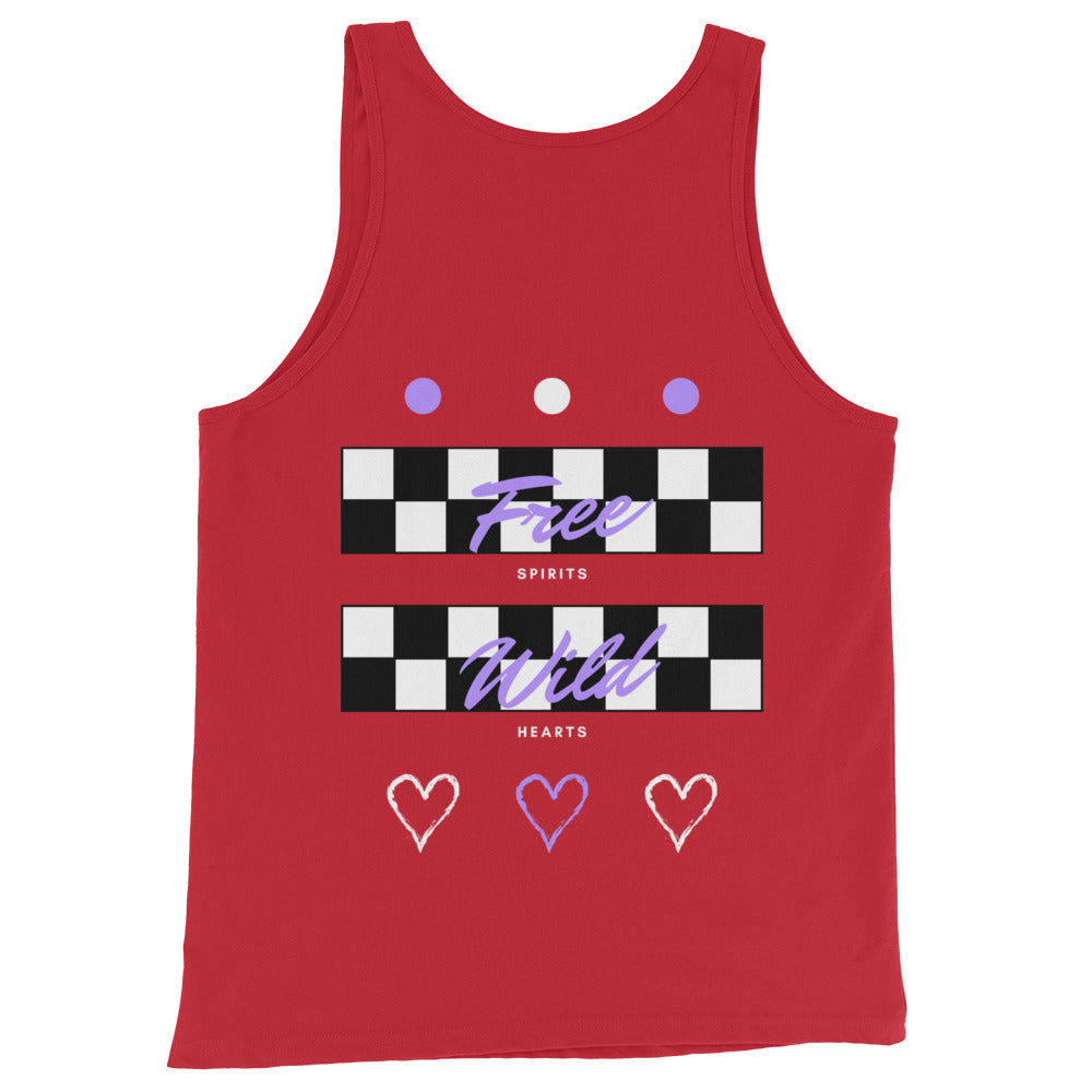 Freeborne Men's Tank Top - Left Placement image 3: Black version, size M with back view of the Free Spirits range.