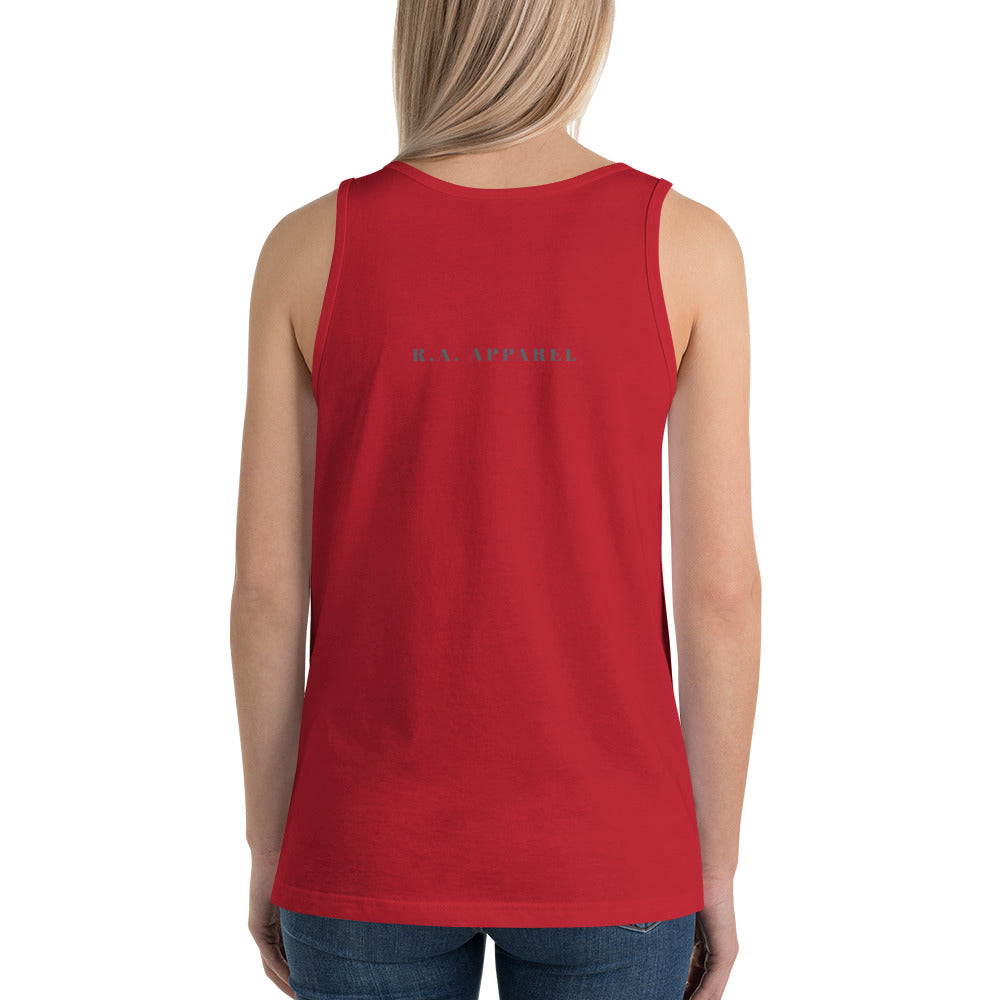 Solara Tank Top by R.A. Apparel, image 6, back view, Navy, size S, design placement.