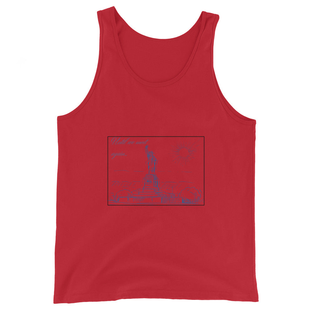 Farewell Bloom Men's Tank Top - Left Placement image 3: Black version, size M with front view of the Until We Meet Again range.