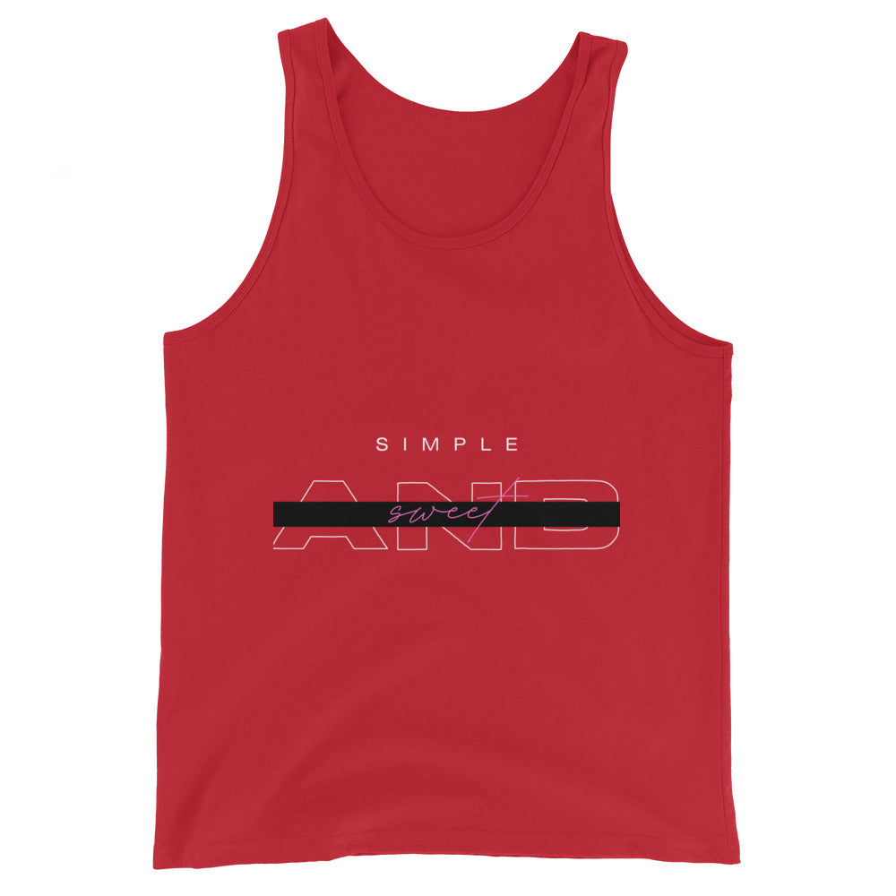 Sweet Minimal Men's Tank Top - Left Placement image 3 in Black, size M, showing front view for the Simple and Sweet design.