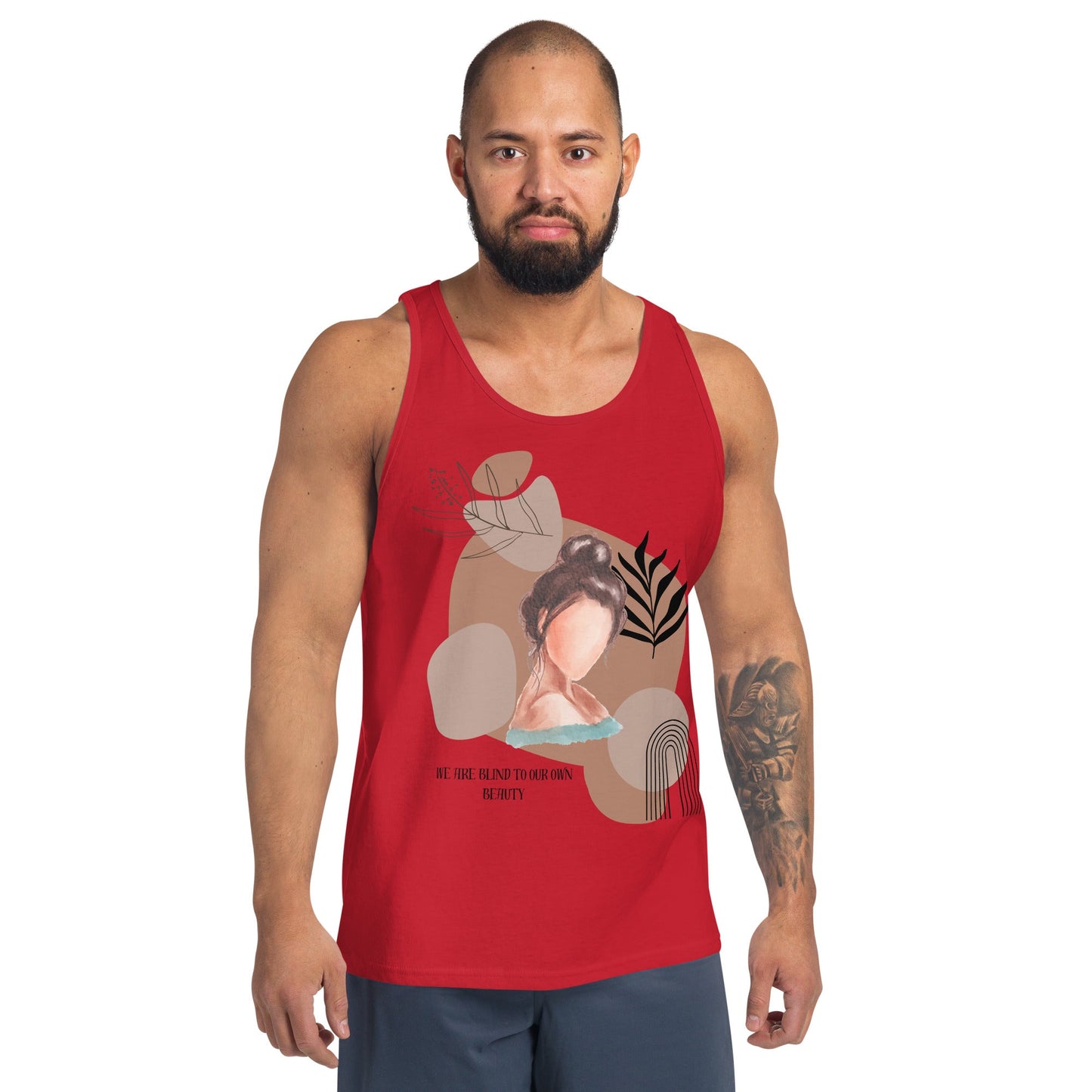 Blind Signal Men's Tank Top - Left Placement image 2: Navy version, size S with front view of the We Are Blind range.