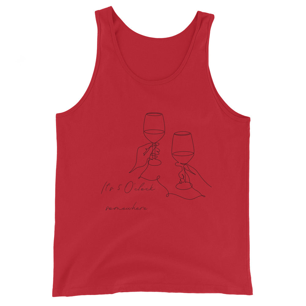 After Five Men's Tank Top - Left Placement 59 image 1 in Red, size XS, showing front view for the 5 O'Clock design.