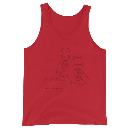 After Five Men's Tank Top - Left Placement 59 image 1 in Red, size XS, showing front view for the 5 O'Clock design.
