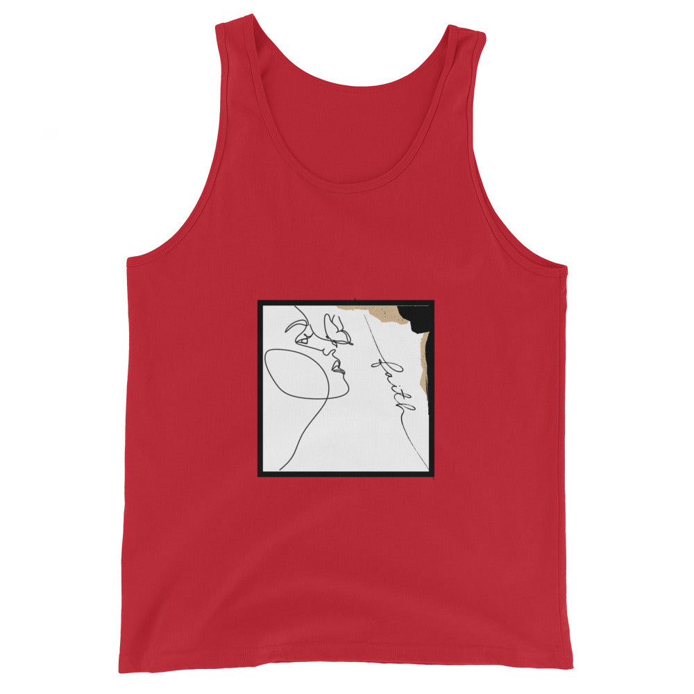Faithline Men's Tank Top - Left Placement by R.A. Apparel, image 3, front view, Black, size M, left placement.